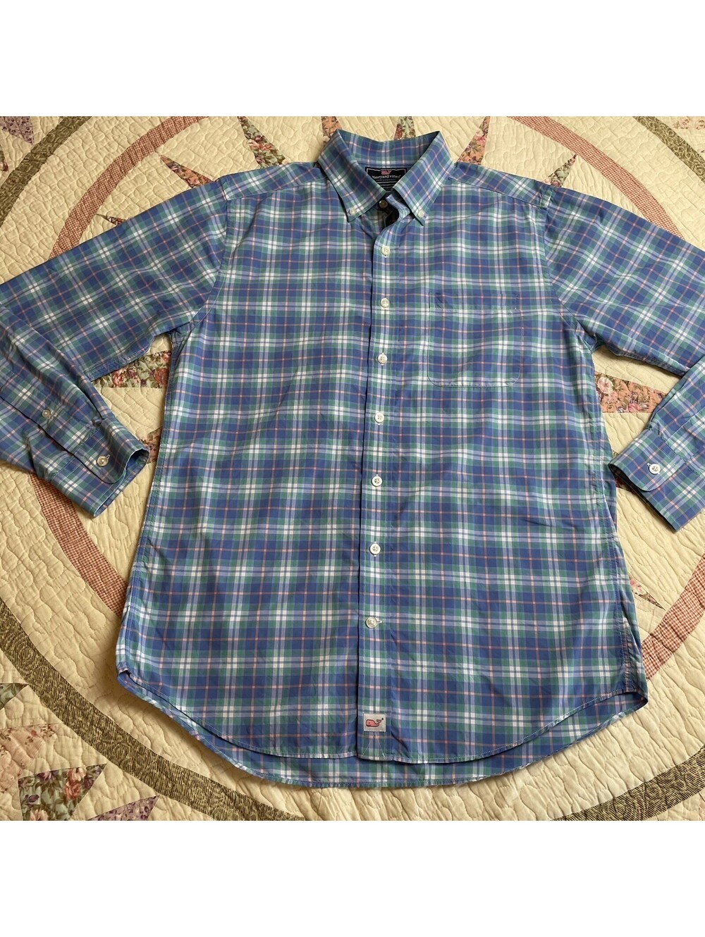 Vineyard Vines Performance Slim Fit Murray Shirt Plaid Mens Medium M  Blue